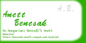 anett bencsak business card